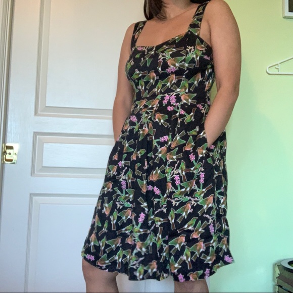 Bird pattern dress with pockets - Picture 6 of 6